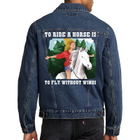 To Ride A Horse Funny Horse Gift Blue Men Denim Jacket | Artistshot