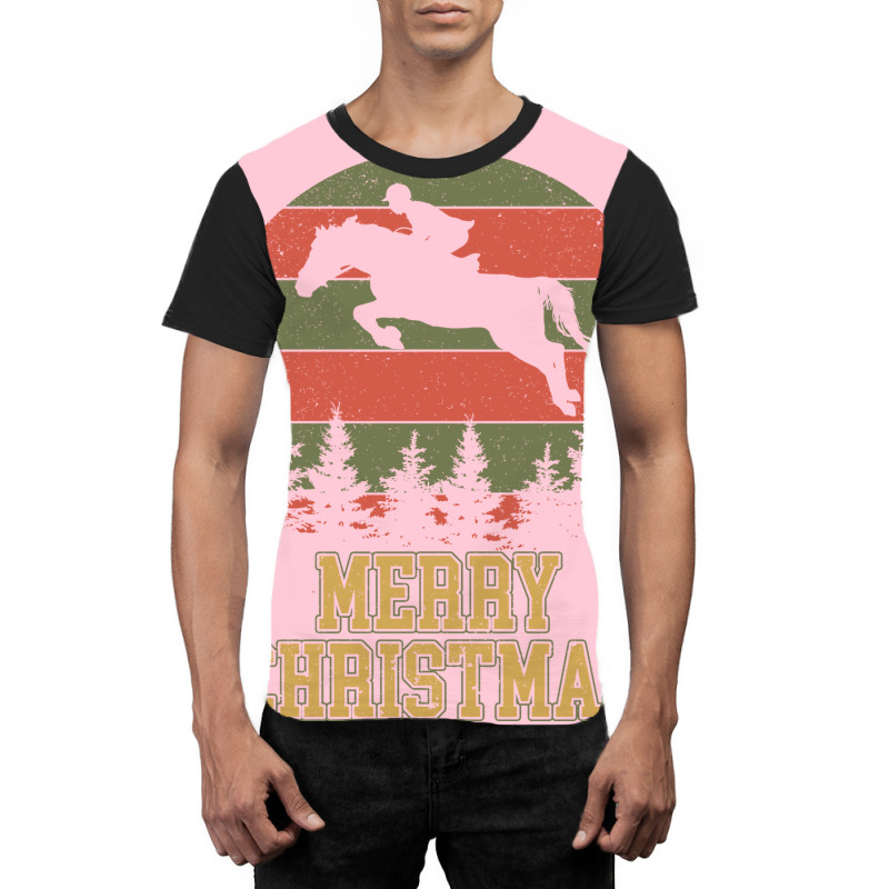 Merry Christmas Dressage Equestrian Xmas Tree Yell Graphic T-shirt | Artistshot