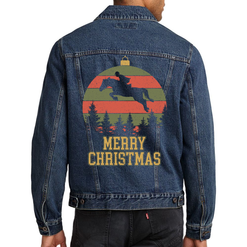 Merry Christmas Dressage Equestrian Xmas Tree Yell Men Denim Jacket | Artistshot