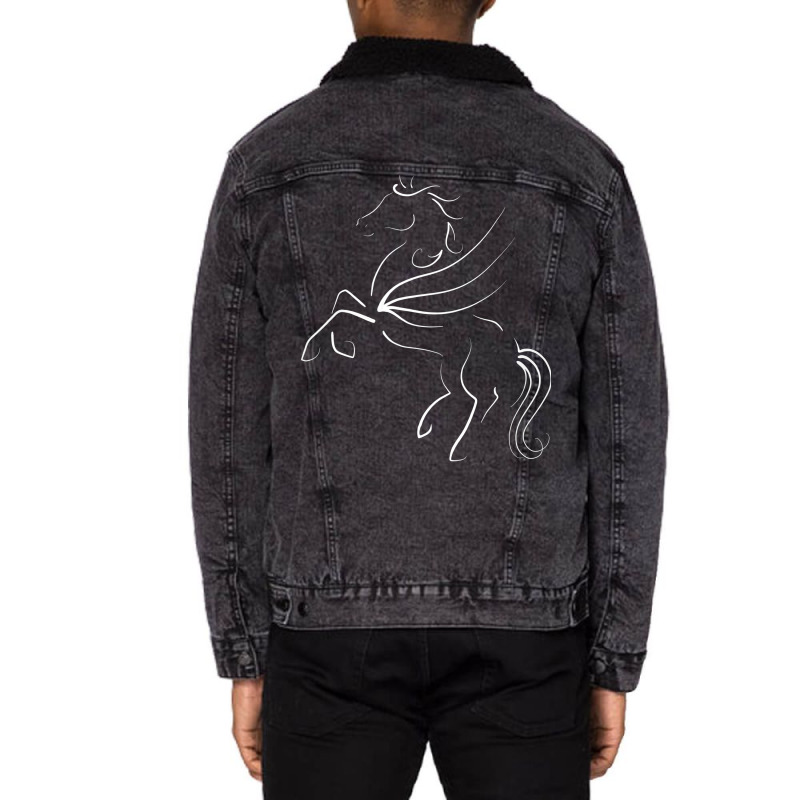 Rearing Black Pegasus Quote Unisex Sherpa-lined Denim Jacket | Artistshot