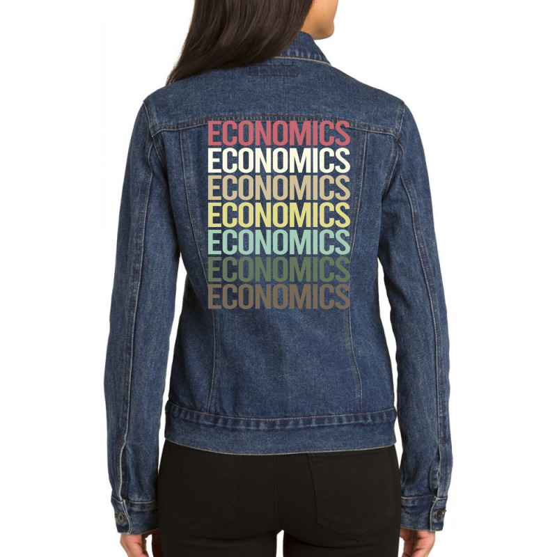 Colorful Text Economics Economy Economist Green Ladies Denim Jacket by motlhbav | Artistshot