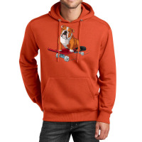 English Bulldog English Bulldog On A Skateboard Unisex Hoodie | Artistshot