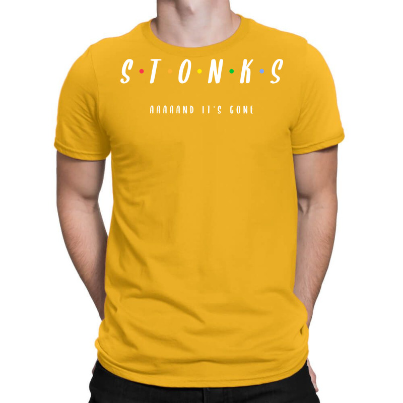 Stonks Its Gone Friends Design Blue T-shirt | Artistshot