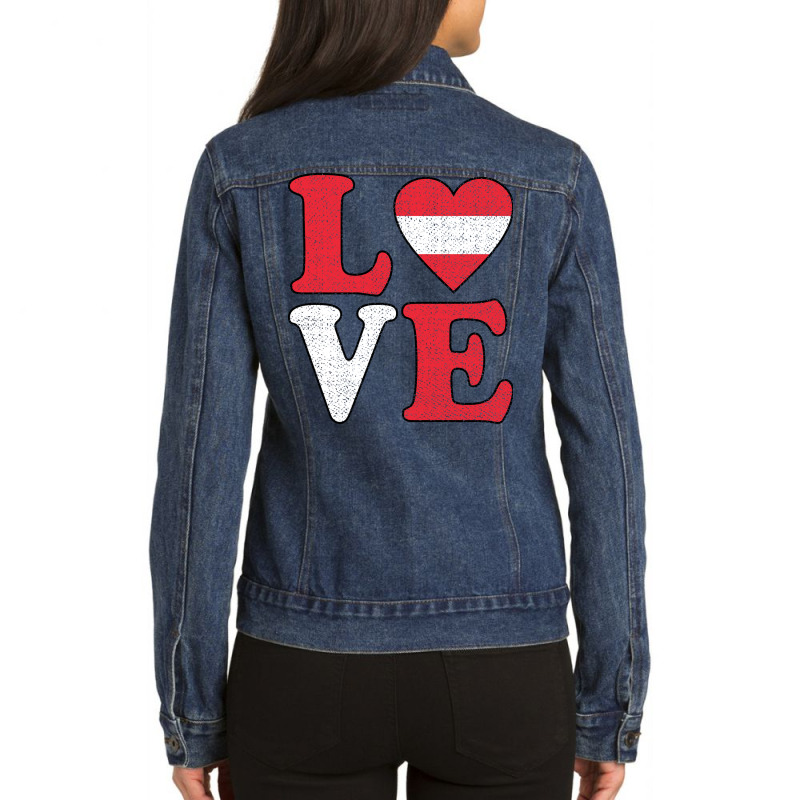 Love Austria Pride Austrian Flag Aesthetic Ladies Denim Jacket by ushaanthihr | Artistshot