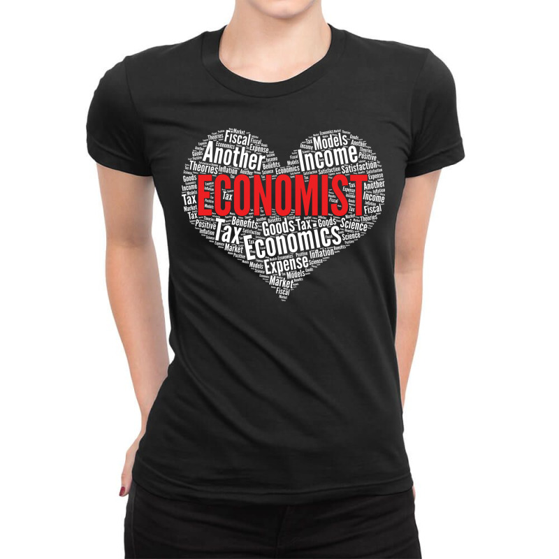 Math Economist Heart Shape Word Cloud Design Econo Ladies Fitted T-Shirt by ushaanthihr | Artistshot