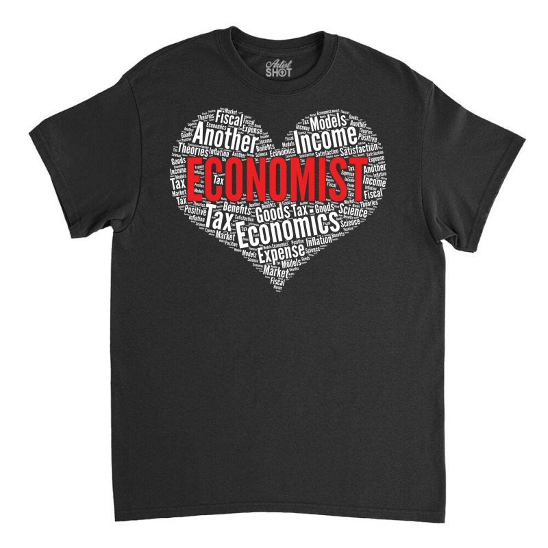 Math Economist Heart Shape Word Cloud Design Econo Classic T-shirt by ushaanthihr | Artistshot