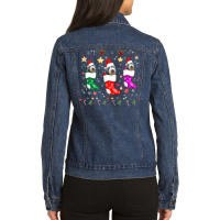 Cute Old English Sheepdog Christmas Lights Old Eng Ladies Denim Jacket | Artistshot