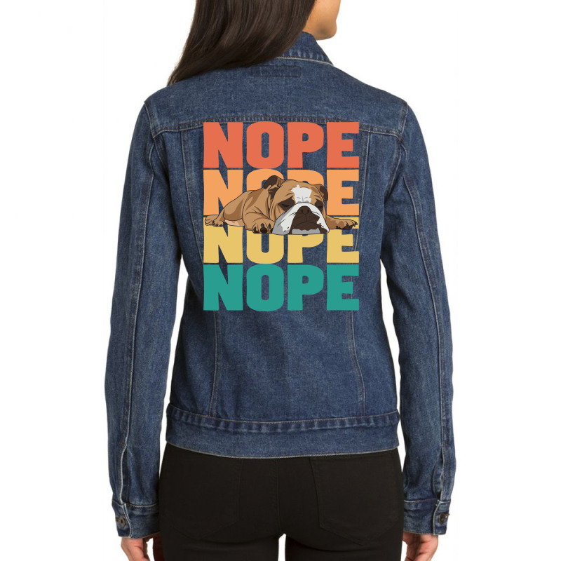 English Bulldog English Bulldog Nope Summer Ladies Denim Jacket by lameckogoyg | Artistshot