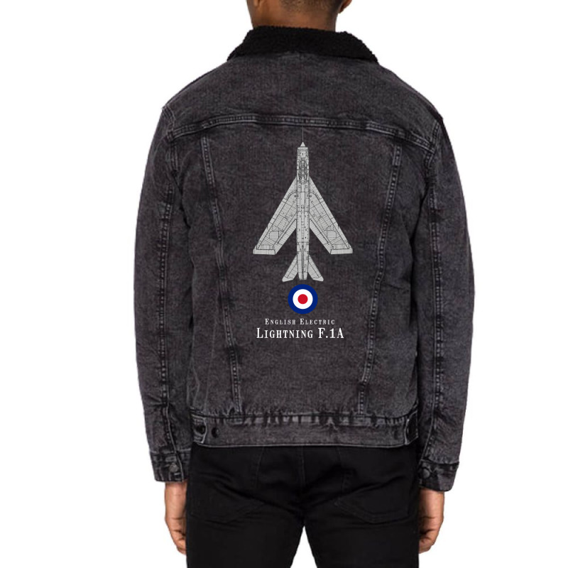 English Electric Lightning Jet Fighter Tech Drawin Unisex Sherpa-lined Denim Jacket | Artistshot