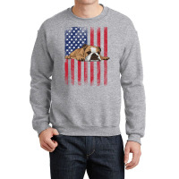 English Bulldog English Bulldog Usa Flag Hippie Crewneck Sweatshirt | Artistshot