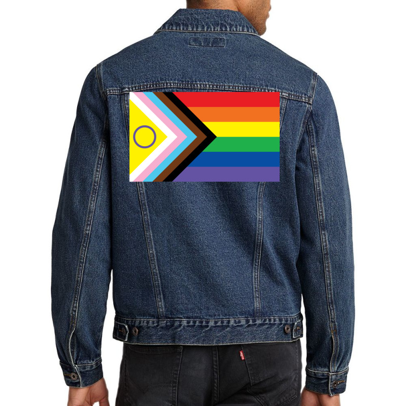 New 2021 Intersex Inclusive Progress Pride Flag Men Denim Jacket by znaidiativot | Artistshot