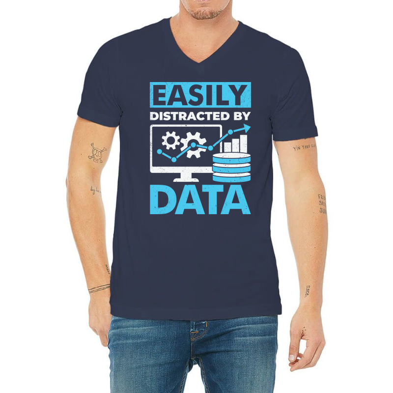 Easily Distracted By Data 70s V-Neck Tee by nsikekhizom | Artistshot