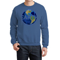 Planet Earth With America Gift Space Idea Aestheti Crewneck Sweatshirt | Artistshot