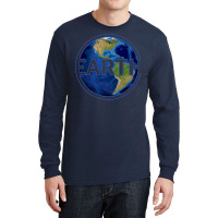 Planet Earth With America Gift Space Idea Aestheti Long Sleeve Shirts | Artistshot