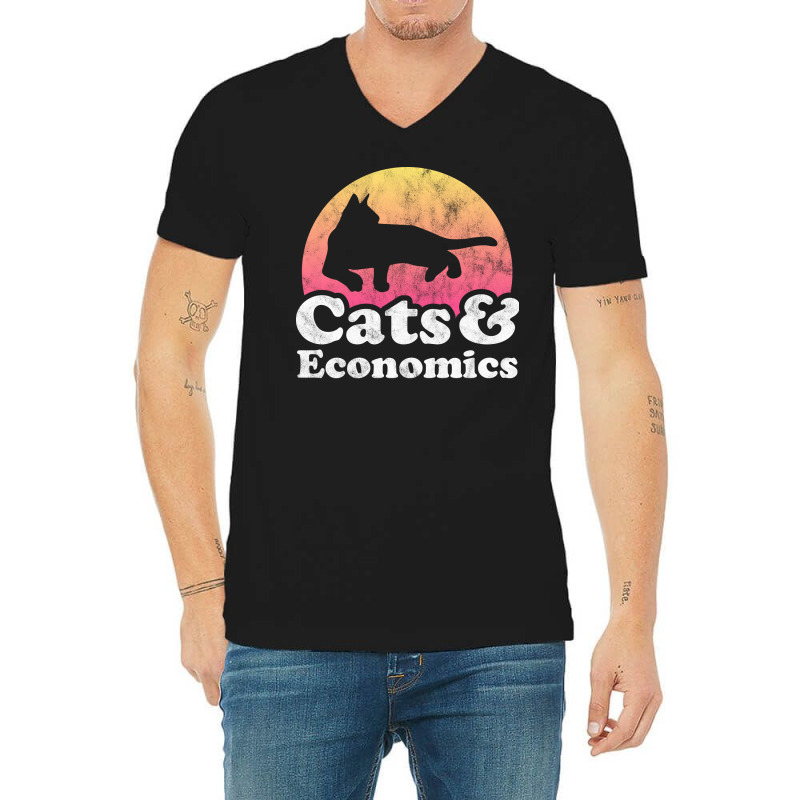 Cats And Economics Gift Music V-Neck Tee by firakusvatikk | Artistshot