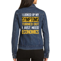 Funny My Symptoms Economics Economy Economist Boy Ladies Denim Jacket | Artistshot