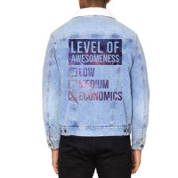 Funny Level Of Awesomeness Low Medium Gift Economi Unisex Sherpa-lined Denim Jacket | Artistshot