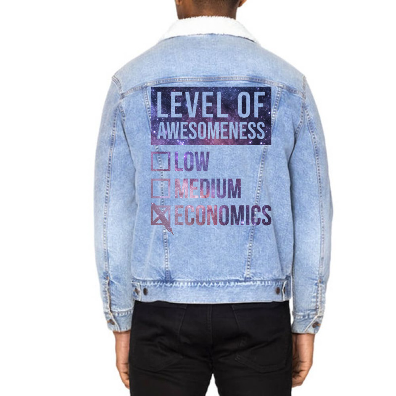 Funny Level Of Awesomeness Low Medium Gift Economi Unisex Sherpa-Lined Denim Jacket by baqytmajdov2 | Artistshot