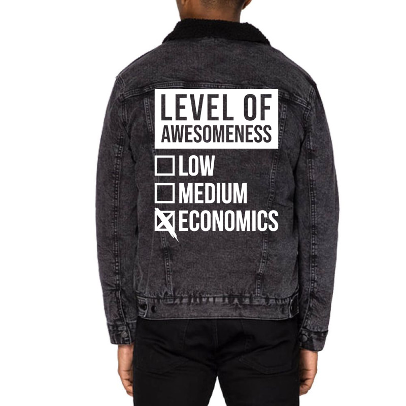 Funny Level Of Awesomeness Low Medium Gift Economi Unisex Sherpa-Lined Denim Jacket by gygmeidla2 | Artistshot