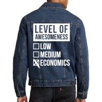 Funny Level Of Awesomeness Low Medium Gift Economi Men Denim Jacket | Artistshot