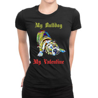 My English Bulldog Is My Valentine Aesthetic Ladies Fitted T-shirt | Artistshot