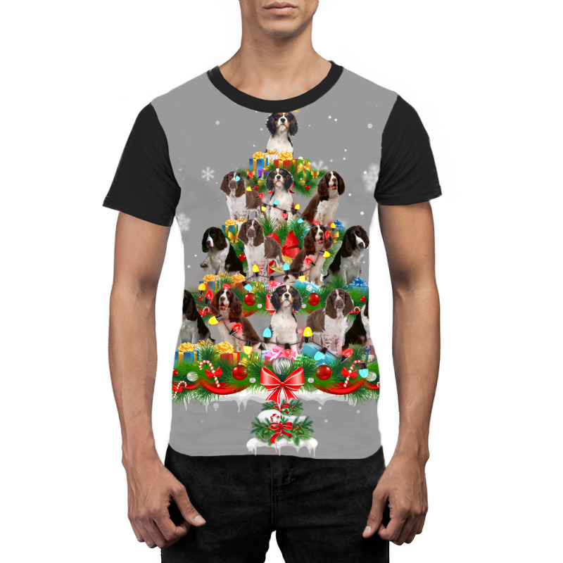 Funny English Springer Spaniel Christmas Tree Dog Graphic T-shirt | Artistshot