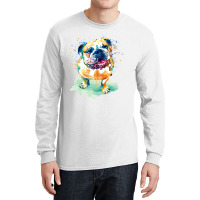 Watercolor Bulldog Nostalgia Long Sleeve Shirts | Artistshot