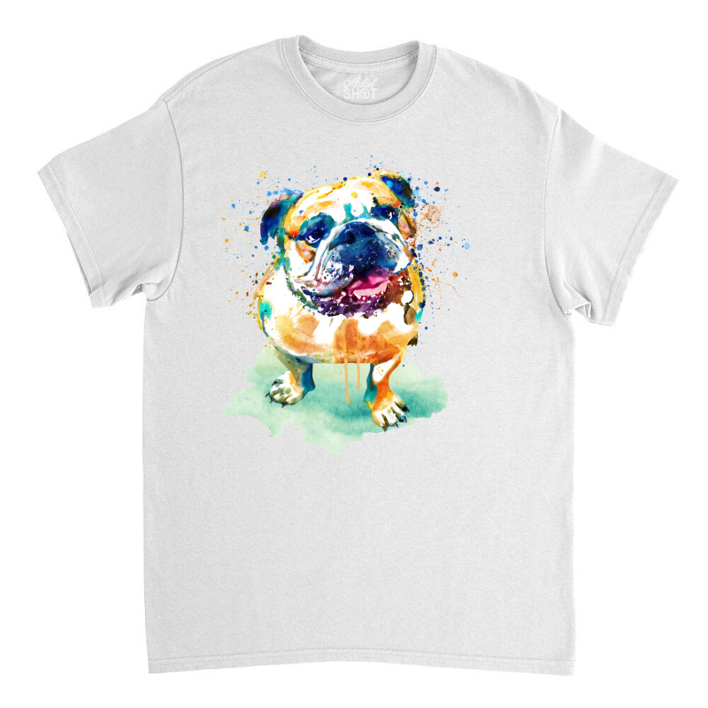 Watercolor Bulldog Nostalgia Classic T-shirt by triunfmagonij | Artistshot