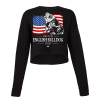 English Bulldog Dad American Flag Patriotic Dog Tu Cropped Sweater | Artistshot