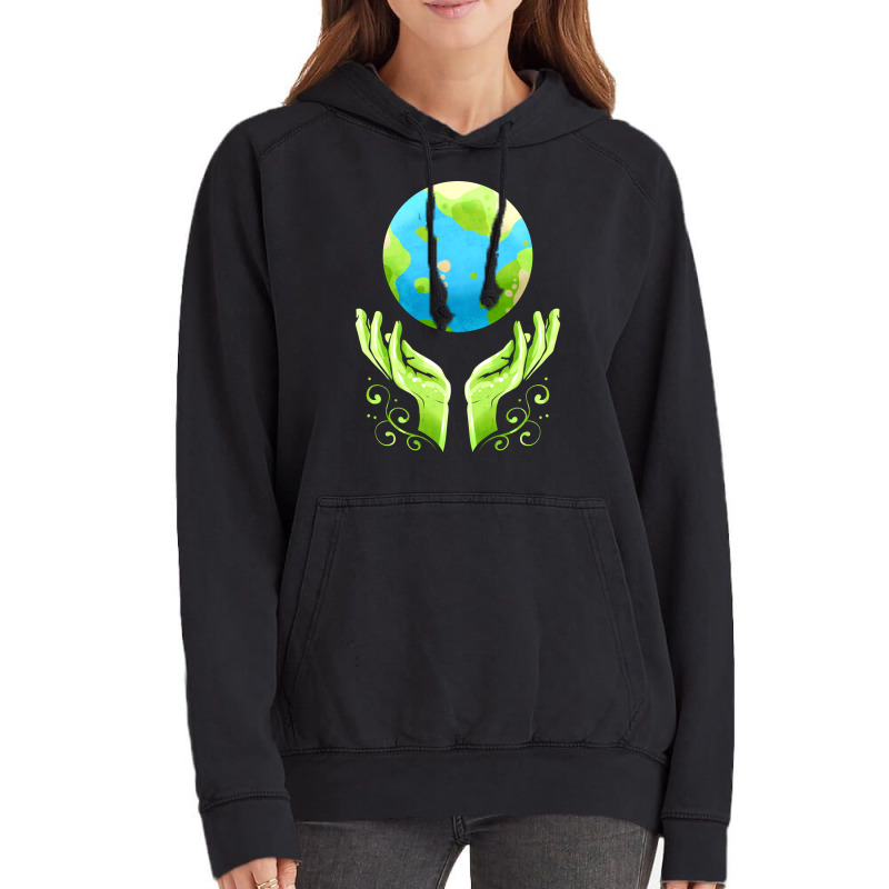 Two Hands Holding The Earth For Earth Day Travel Vintage Hoodie by kosicnarwarw | Artistshot