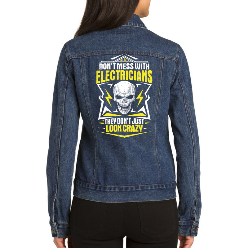 Electrician Lineman Wireman Electronics Technician Ladies Denim Jacket by ahwachtajmer7 | Artistshot