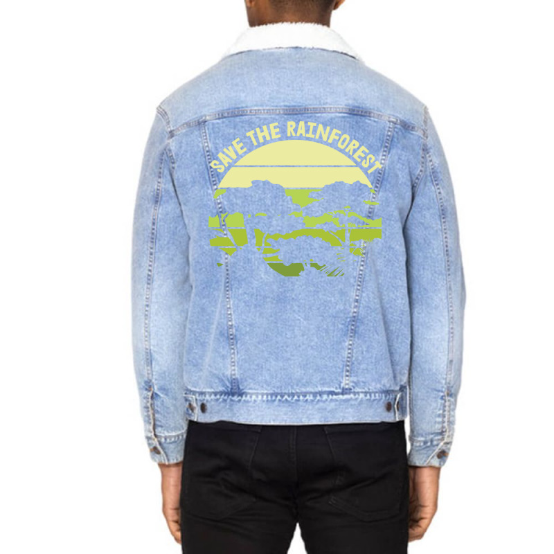 Save The Rainforest Green Unisex Sherpa-Lined Denim Jacket by suhaandelorsb | Artistshot