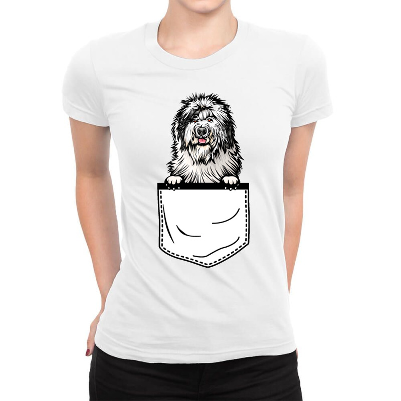 Old English Sheepdog Pocket Dog Humor Ladies Fitted T-Shirt by mhirrystarao | Artistshot