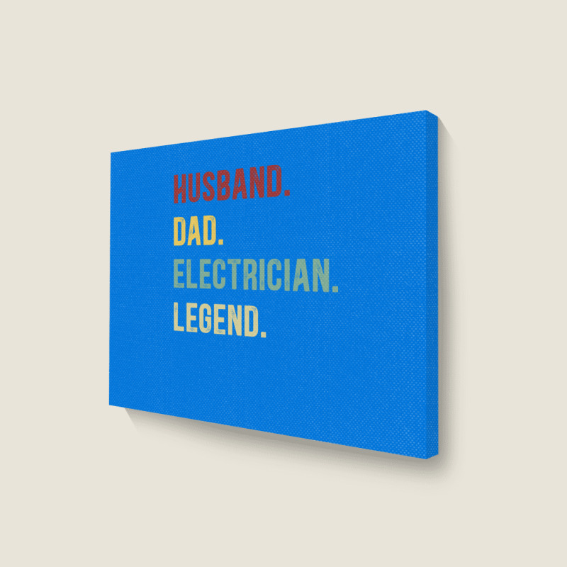 Electrician Funny Vintage Retro  Husband Dad Elect Landscape Canvas Print | Artistshot