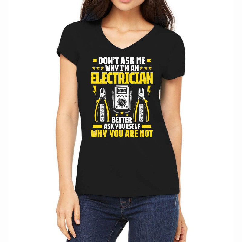 Electrician Lineman Wireman Electronics Technician Women's V-Neck T-Shirt by vaarstmatjiuz | Artistshot