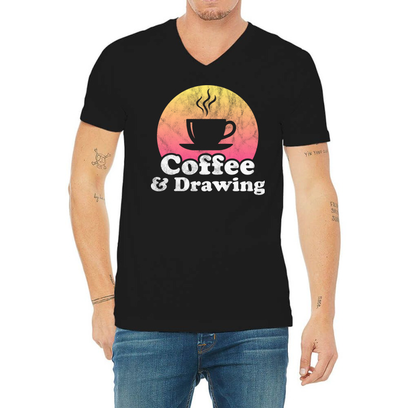 Coffee And Drawing Yellow V-neck Tee | Artistshot