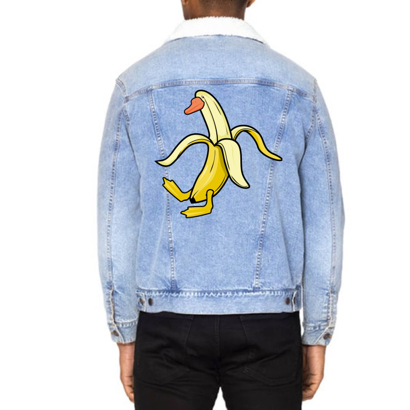 Funny Animal Lover Duck In Banana Duck Stars Unisex Sherpa-Lined Denim Jacket by thuthuklinto8 | Artistshot