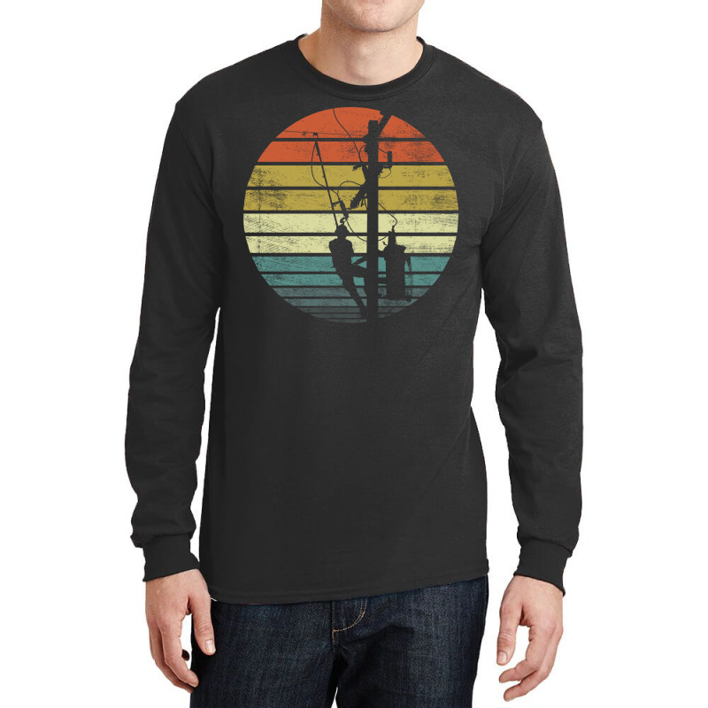 Lineman Vintage Retro Electric Cable Aesthetic Long Sleeve Shirts | Artistshot