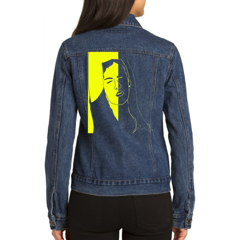 Black And Yellow Face Hippie Ladies Denim Jacket by barajemucozom | Artistshot