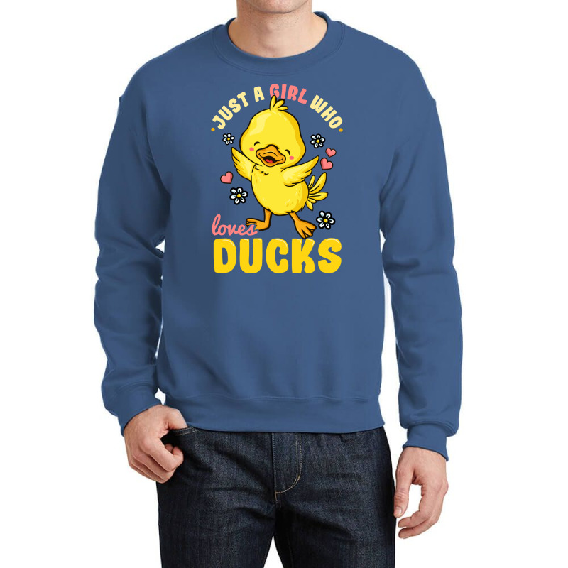 Just A Girl Who Loves Ducks Cute Duck Lover Yellow Crewneck Sweatshirt by argirwpaenov9 | Artistshot