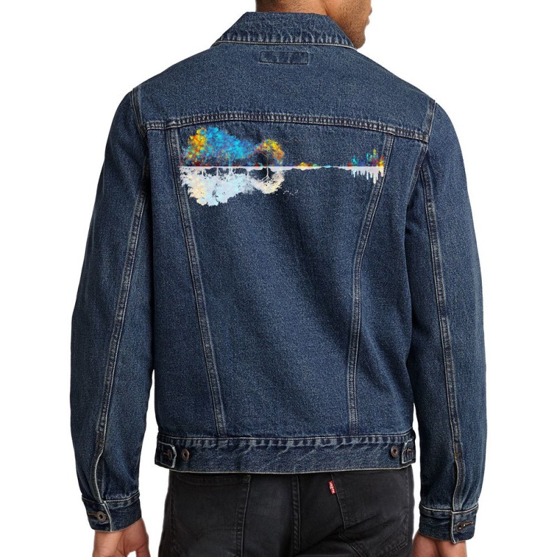 Nature Guitar   Colorful Watercolor Men Denim Jacket | Artistshot