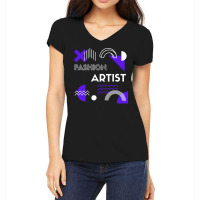 Fashion Artist Retro Blue Women's V-neck T-shirt | Artistshot