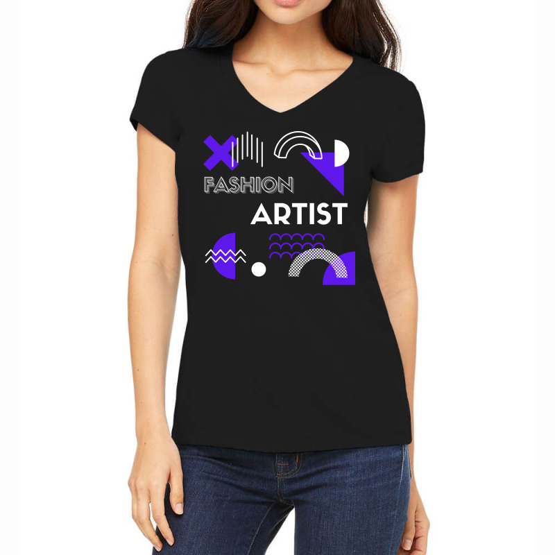 Fashion Artist Retro Blue Women's V-Neck T-Shirt by shaaleatlass8 | Artistshot