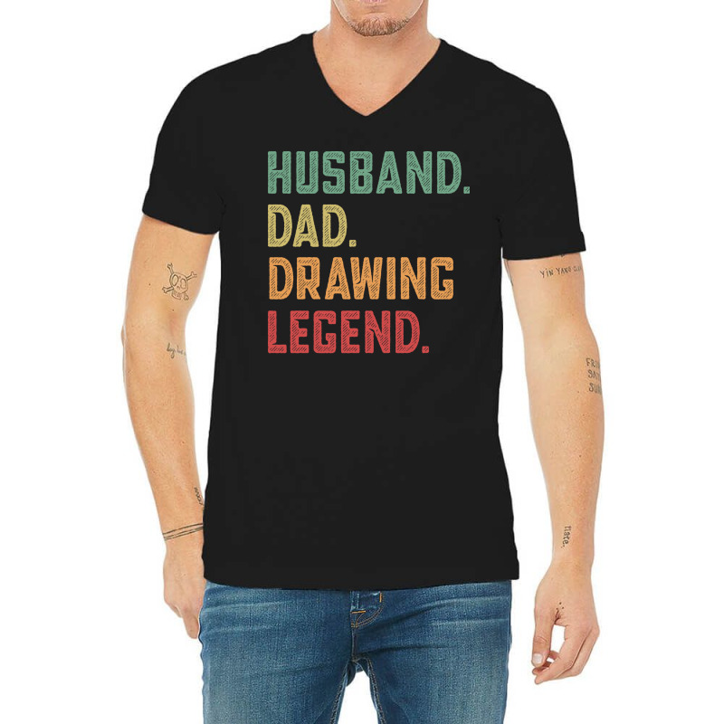 Husband Dad Drawing Legend Draw Vintage V-neck Tee | Artistshot