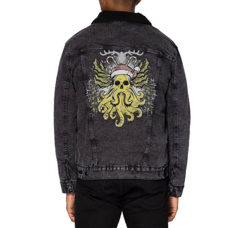 Merry Cthulhumas! Unisex Sherpa-Lined Denim Jacket by cevassanadel | Artistshot