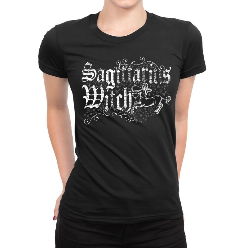 Sagittarius Zodiac Sign Witch Craft Vintage Distre Ladies Fitted T-Shirt by eventslumjac | Artistshot