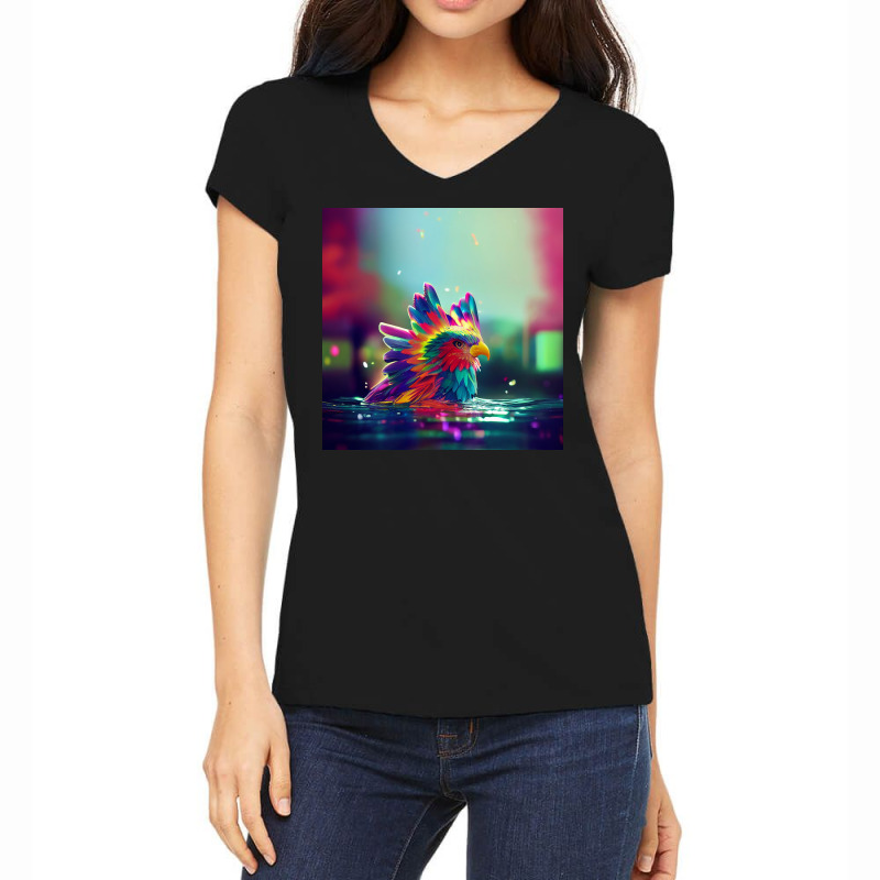 Selo Wae Cute Rainbow Eagle Splashing In Colorful Women's V-Neck T-Shirt by Kailooma | Artistshot