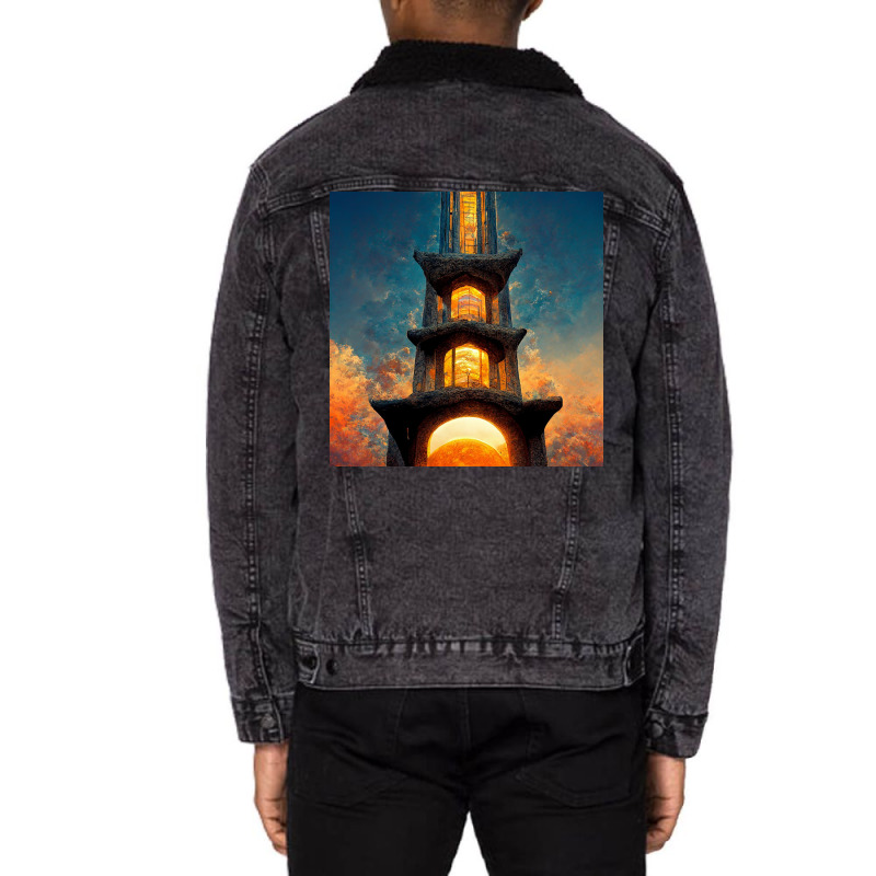 Tower Design Ideas In 1454 Unisex Sherpa-lined Denim Jacket | Artistshot