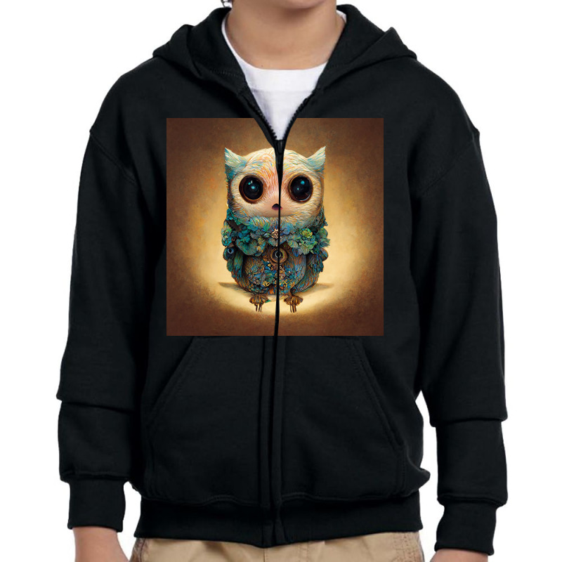 This Happy Owl 55 Youth Zipper Hoodie by Creative Corner | Artistshot