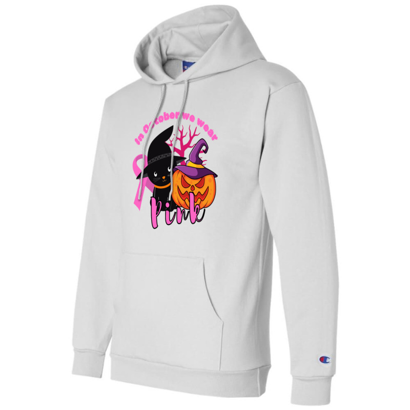 In October We Wear Pink Cat Champion Hoodie | Artistshot